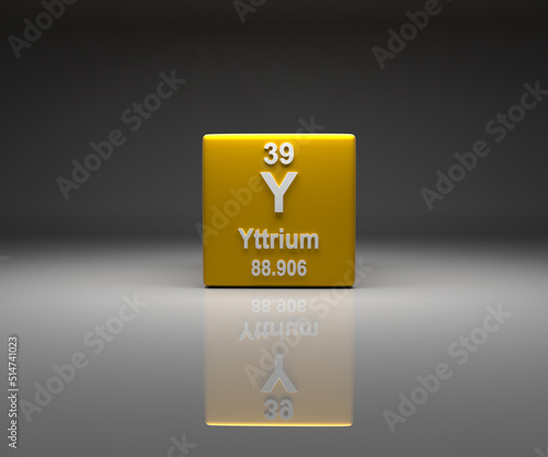 Cube with Yttrium number 39 periodic table