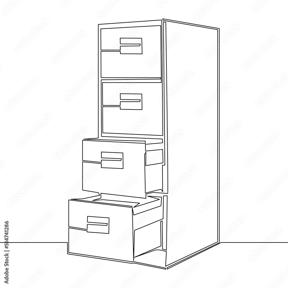Continuous line drawing big office file cabinet icon vector illustration concept Continuous line drawing big office file cabinet icon vector illustration concept