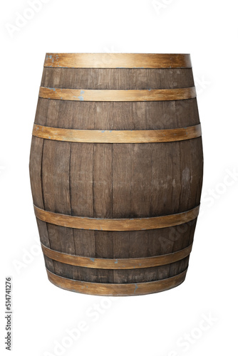 oak barrel dark brown with iron lines on isolated background © Kai Beercrafter