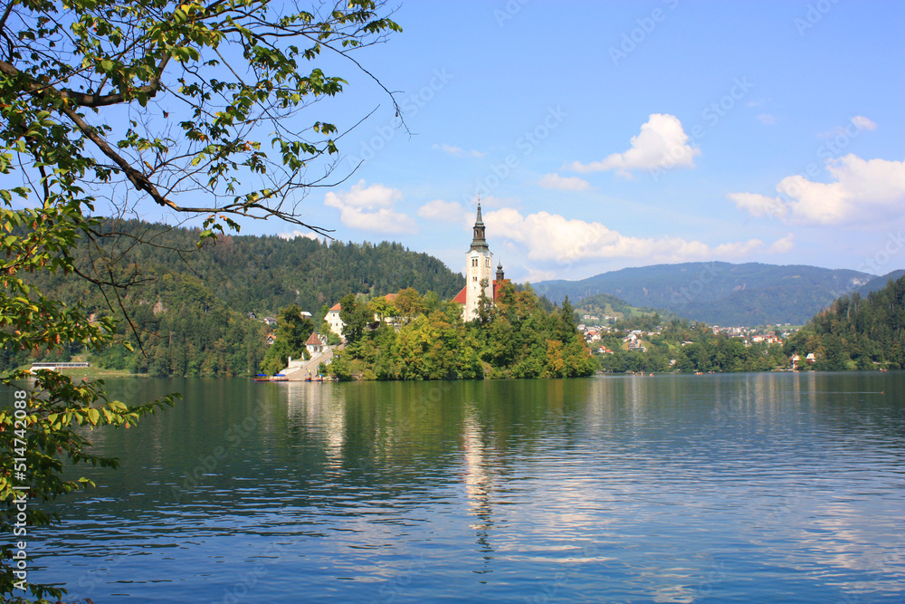 Church of the Assumption of the Blessed Virgin on an island on Lake Bled, Slovenia	
