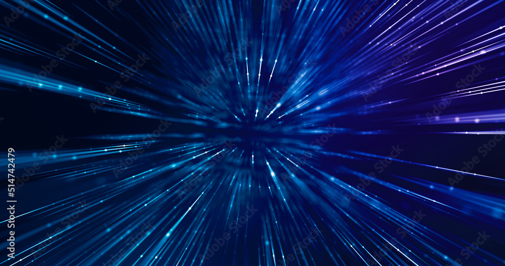 Data tunnel traveling at high speed. Abstract background for tech concept.