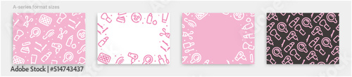 Beauty cosmetics icon pattern background for graphic design.A-size horizontal vector template set.