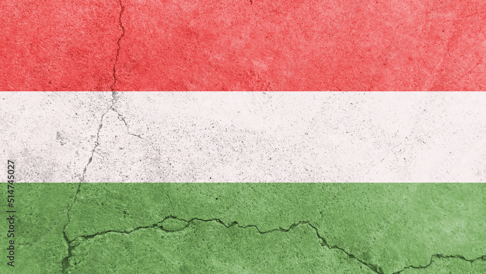 Hungary flag. Hungary flag on cracked cement wall