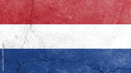 Netherlands flag. Netherlands flag on cracked cement wall