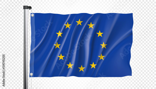 Flag of Europe isolated on transparent background, Realistic Vector effect