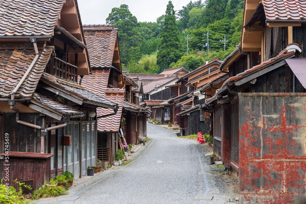 日本の岡山県の吹屋のとても美しい町の風景 日本の岡山県の吹屋のとても美しい町の風景