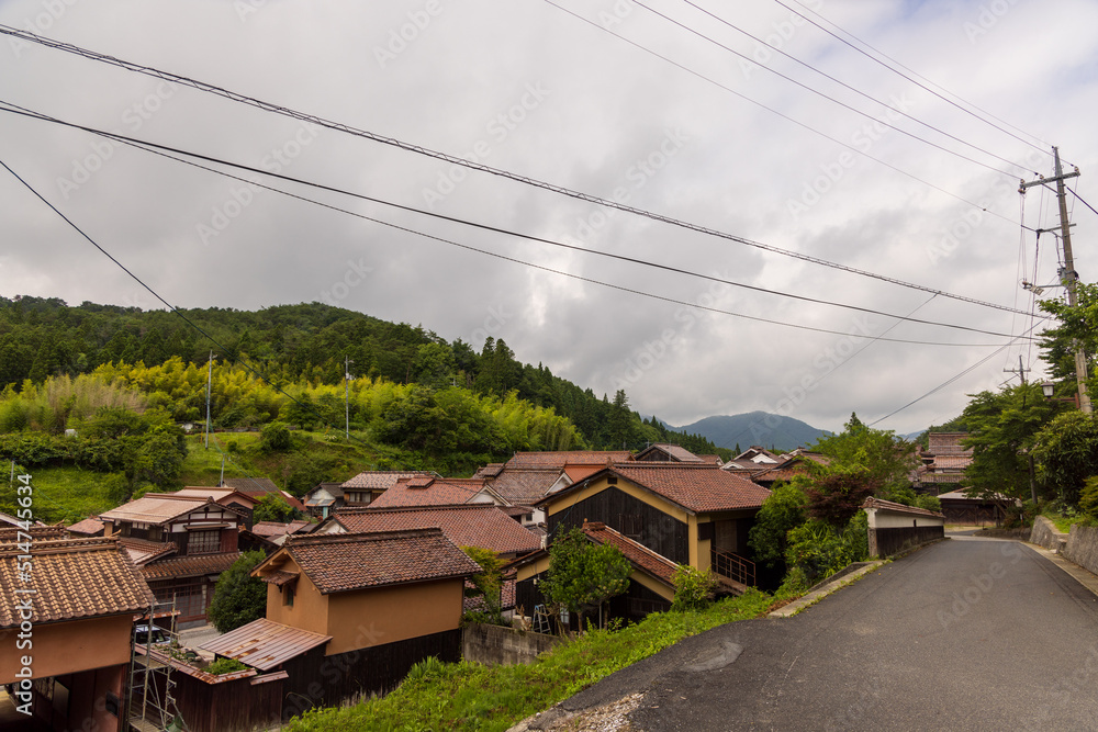 日本の岡山県の吹屋のとても美しい町の風景 日本の岡山県の吹屋のとても美しい町の風景