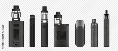 Set of Vaping device, electronic cigaret, Vector illustration