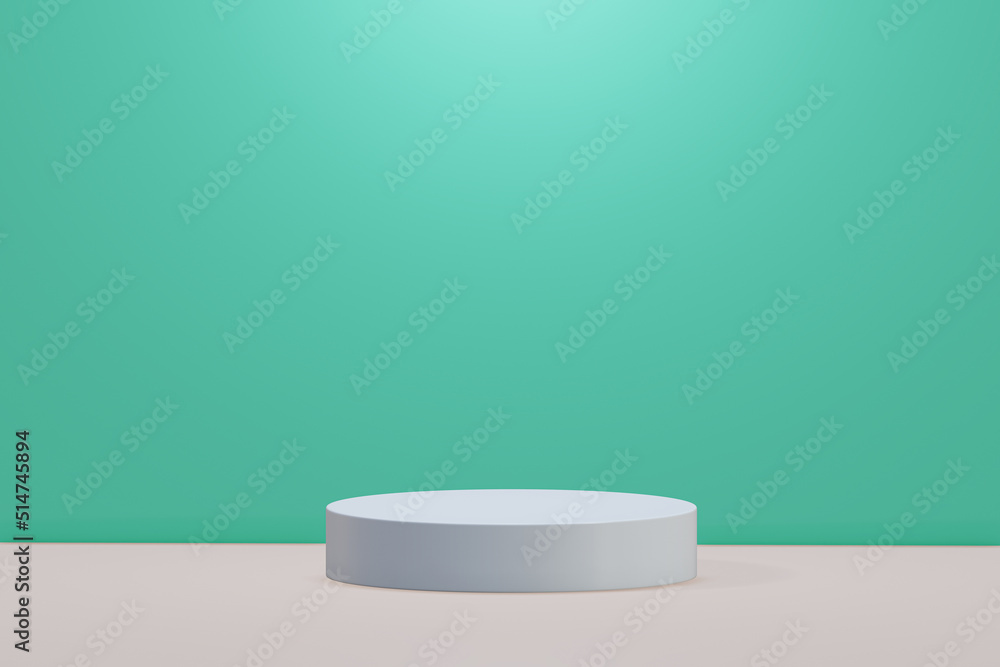 White podium isolated on green background , illustration 3D Rendering White podium isolated on green background , illustration 3D Rendering