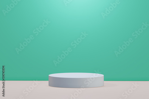 White podium  isolated on green background   illustration 3D Rendering