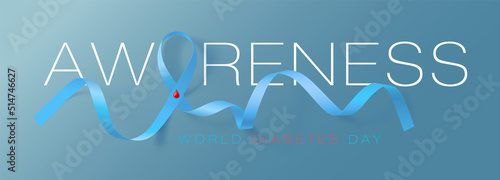 Creative poster or banner of world diabetes day with awareness ribbon