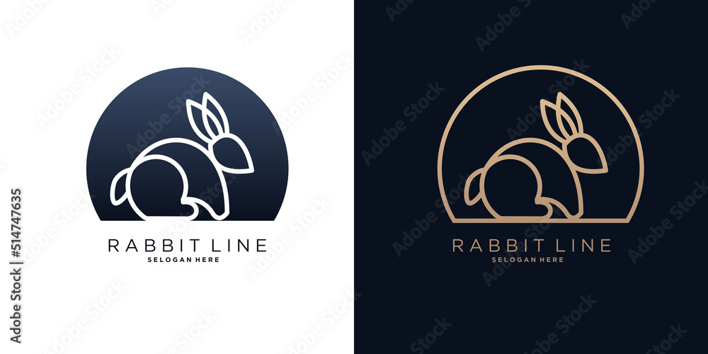 rabbit logo with line concept inside circle
