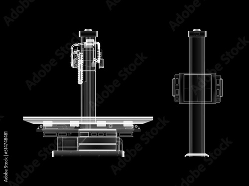 x-ray scanner machine wireframe for radiology treatment