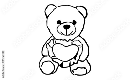 adorable teddy bear line art