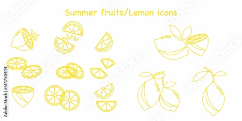 Set of Lemon fruits line icons. simple fruits icon collection for design. Vector illustration.