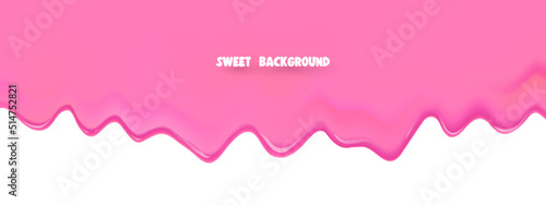 Dripping pink sweet liquid background. Sweet candy. Vector illustration