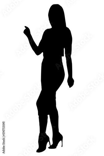 silhouette of a slender girl in a long dress with heels © vilma3000