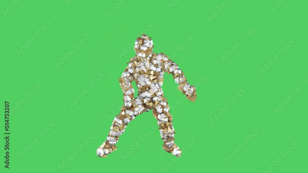 Metallic geometric cartoon character funny Dancing, geometric beast having fun, animation looping, modern minimal motion seamless design, on green screen. 3D animation. Metallic geometric cartoon character funny Dancing, geometric beast having fun, animation looping, modern minimal motion seamless design, on green screen. 3D animation.