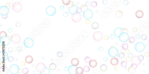 Soap bubbles flew randomly on a white background. Vector