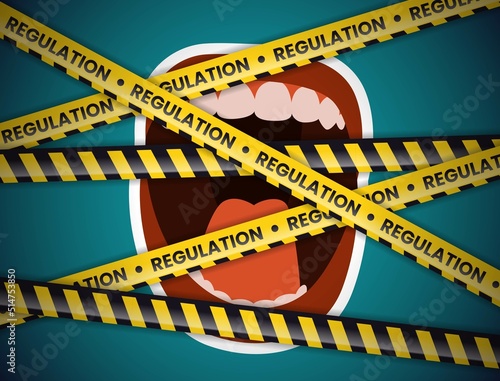 limiting freedom of expression by regulation. mouth/voice limited by isolation