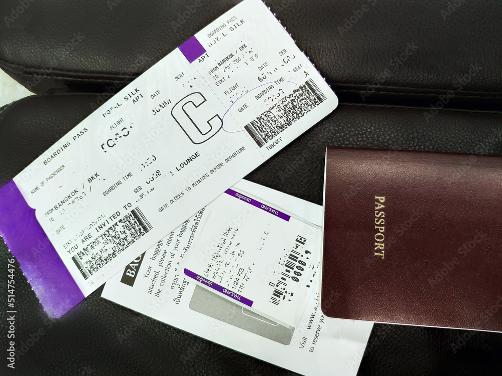 BANGKOK THAILAND April 5, 2019 Thai Passport with Thai Airways