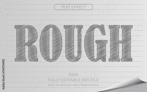 Rough sketch text effect. Pencil style Editable