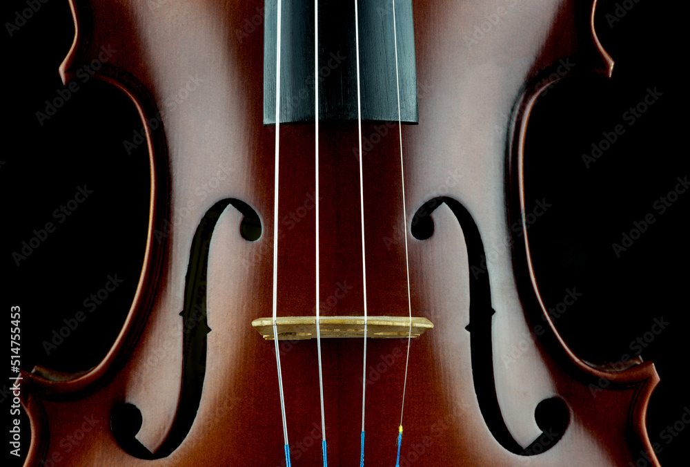 Violin Middle Section Isolated on a Black Background Violin Middle Section Isolated on a Black Background