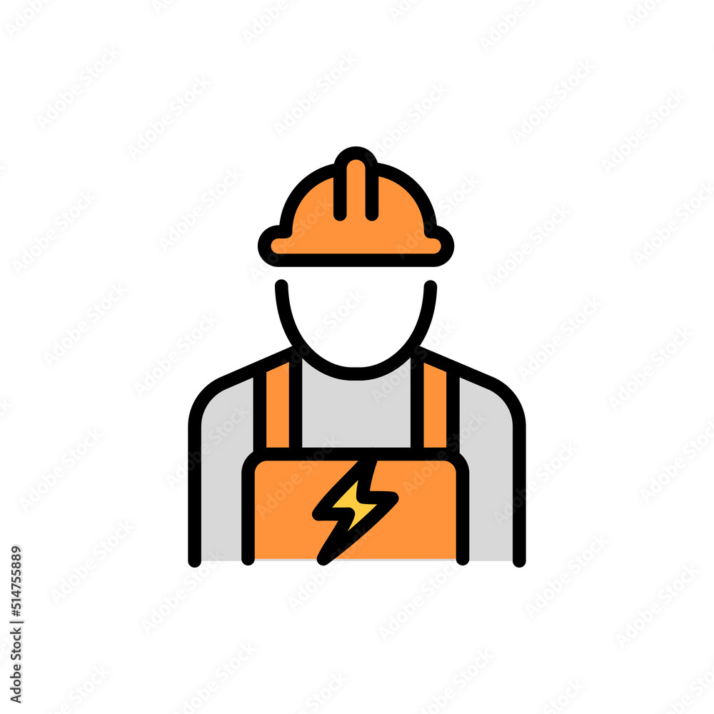Electrician olor line icon. Pictogram for web page