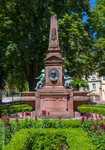 The stallion well (in German Hengstbrunnen) at the stallion place in Durlach. Karlsruhe, Baden-Wuerttemberg, Germany, Europe photo