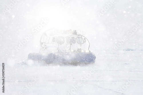 Khivus on ice hovercraft, airboat, winter transport extreme