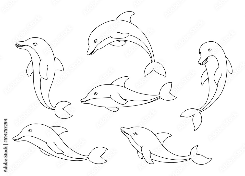 Printable Outline Of Jumping Dolphins