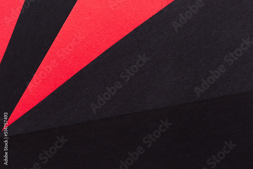 Abstract Paper geometric black, red background. Copy space, space for your text. Top view. February Black History Month.