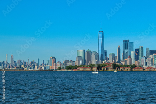 city skyline of New York City from the sea