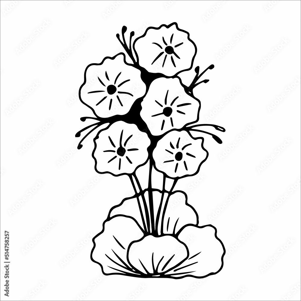 Hand drawn flower single doodle element Hand drawn flower single doodle element