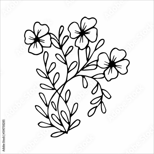 Hand drawn flower single doodle element