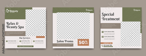 Beauty salon promotion social media post template design collection.