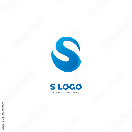 Simple Flowing Letter S Logo Design, Modern Blue S Symbol Inspiration Vector