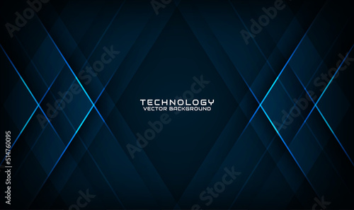 3D blue techno abstract background overlap layer on dark space with light line effect decoration. Graphic design element future style concept for flyer, card, brochure cover, or landing page