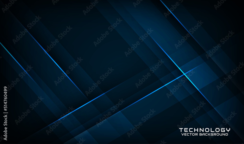 3D blue techno abstract background overlap layer on dark space with ...