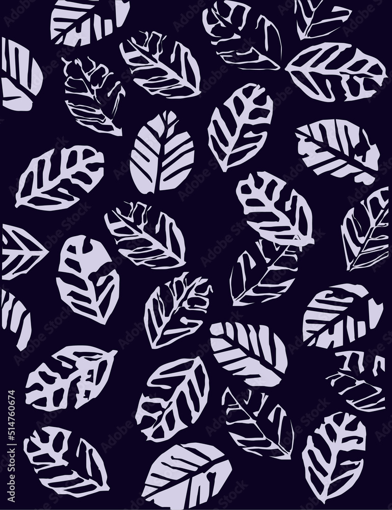 Pattern with leaves. Leaf print. Vector illustrator. Blue background. Pattern with leaves. Leaf print. Vector illustrator. Blue background.