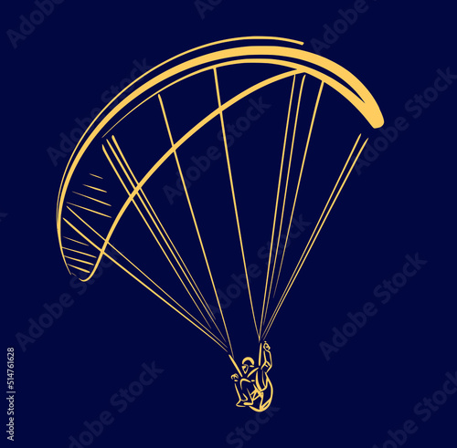 the vector illustration of the paraglider in the sky