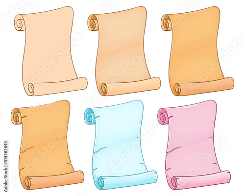parchment in different color, decoration, treasure map