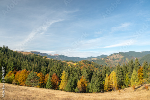 Beautiful mountain autumn landscape with colorful forest