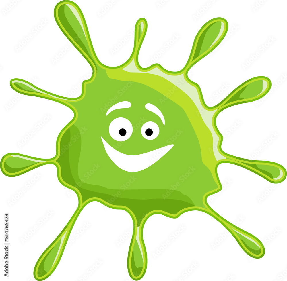 Green slime splash blot. Slime blot isolated on white background. Green blob with smile. Cartoon monster. Vector green abstract shape. Elements for Halloween web banner, flyer, cards and poster design Green slime splash blot. Slime blot isolated on white background. Green blob with smile. Cartoon monster. Vector green abstract shape. Elements for Halloween web banner, flyer, cards and poster design