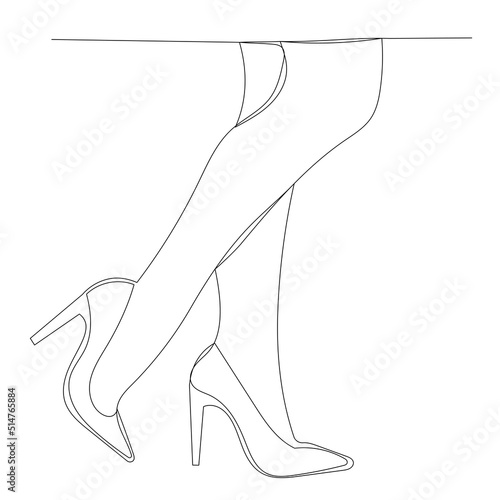 female legs in shoes one continuous line drawing