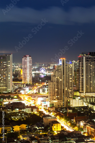Bangkok Cityscape, Eyes of Bangkok in Business District at dusk (Thailand)