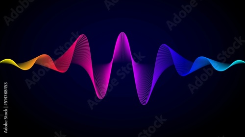 Abstract sound wave line equalizer. Digital music spectrum. Colorful glowing audio wave pattern design. Music technology concept. Vector illustration