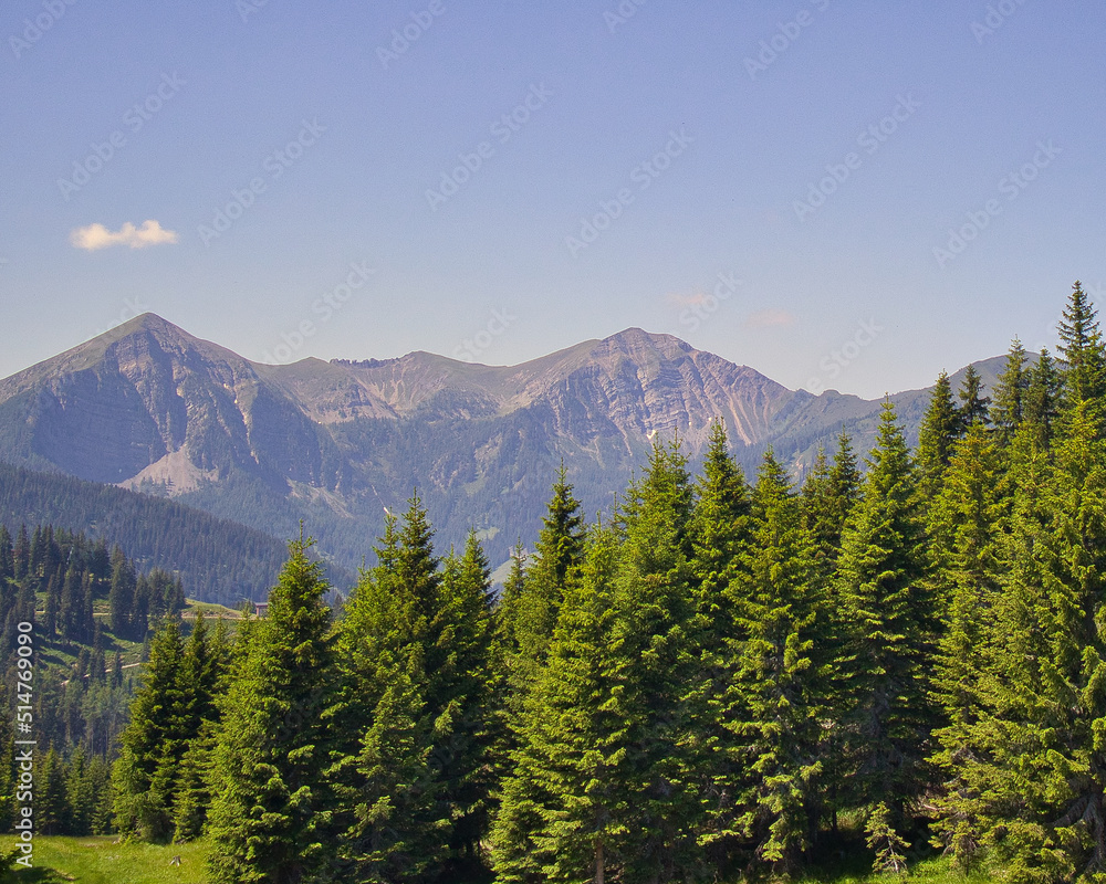 Fototapeta premium Blick in die Bergeberg, landschaft, himmel, natur, nebel, cloud, hills, horizont, anblick, wallpaper