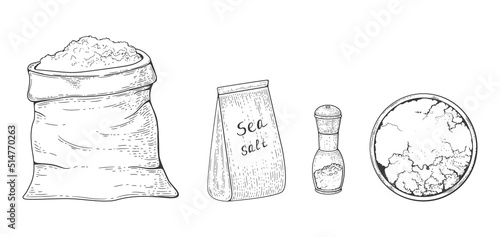 Sea salt vintage engraving Sketch