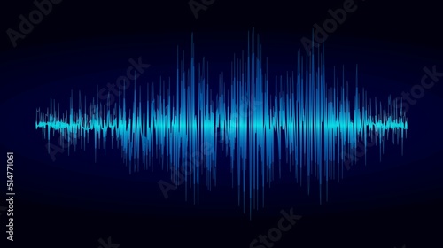 Abstract blue oscillating sound wave. Digital music wave equalizer. Audio waveform. Technology concept. Vector illustration